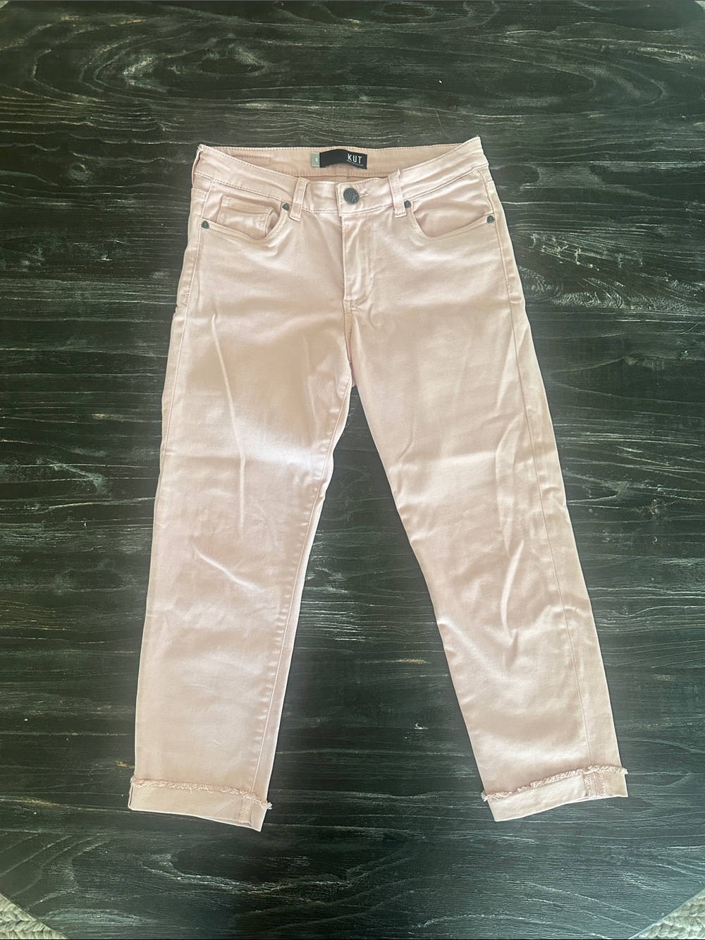 Kut from the Kloth Blush Pink Cropped Denim Jeans Size 6